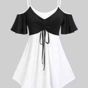 Black and white babydoll cold shoulder